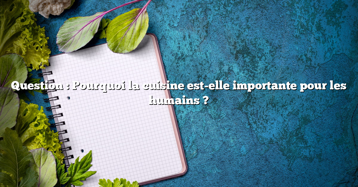 Question : Pourquoi la cuisine est-elle importante pour les humains ?